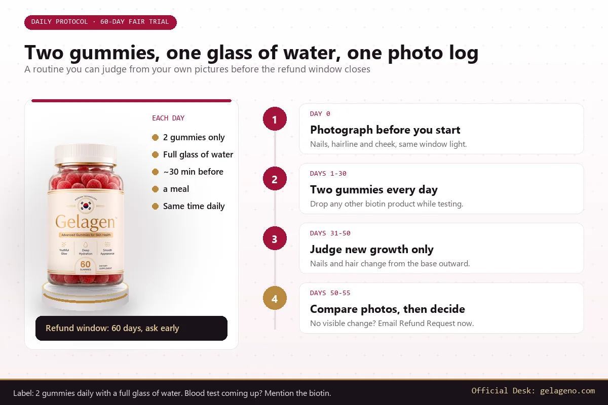 Gelagen 60-day photo-log protocol infographic